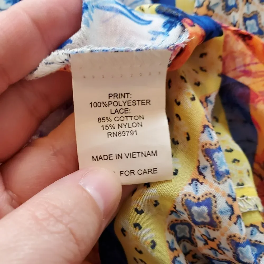 Fig and Flower Anthropologie Printed Sheer Blouse Size Small